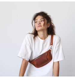 Waist bag (banana bag) made of genuine leather "Crazy Horse" color "Whiskey"